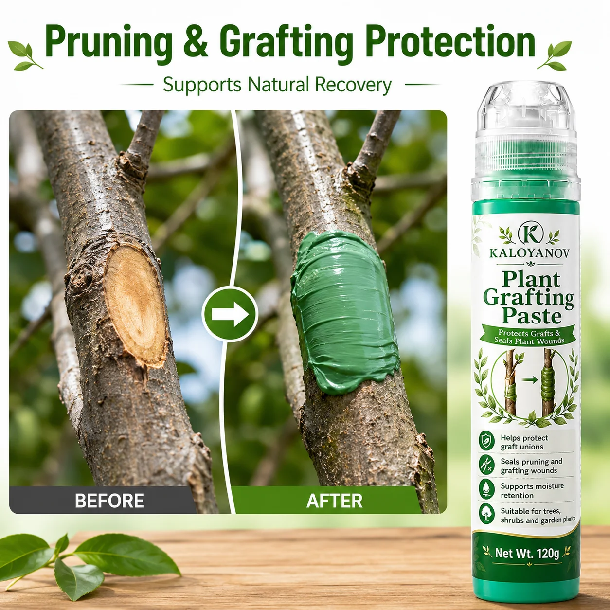 120g Plant Grafting Paste Tree Wound Pruning Sealer Compound Bonsai Healing Cream Garden Protect Grafting Tool w/ Brush & Gloves