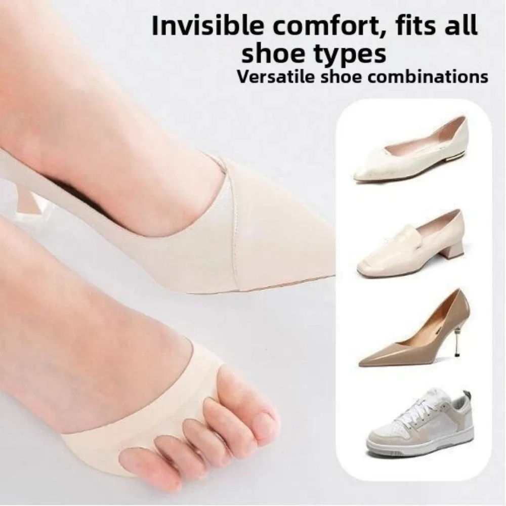 

Anti-slip Invisible Forefoot Pad Ice Silk Breathable Half Size Forefoot Cushion Five Toes Insoles Invisible Socks Inserts Pads