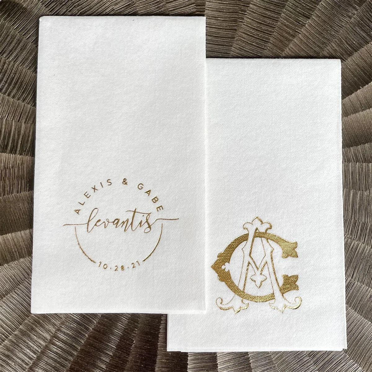 Gold Foil Monogram Linen Like Guest Towels, Personalized Paper Hand Towel, Wedding Bathroom Napkin, Monogram Guest Napkin, House