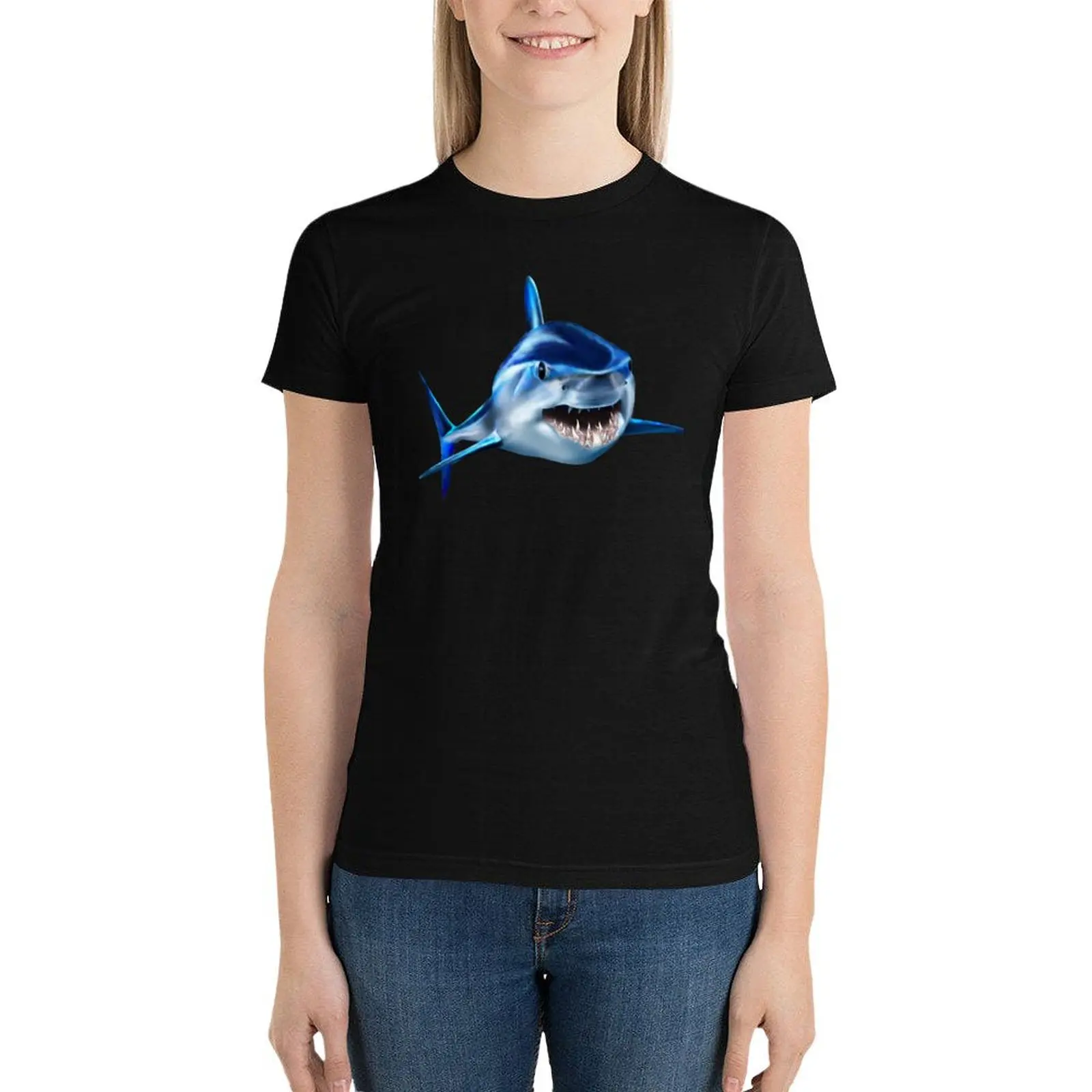 

Mako Shark Smile T-Shirt anime clothes vintage clothes graphics t-shirts for Women graphic tees