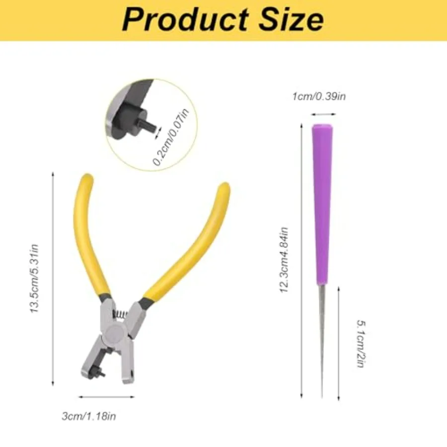 2pcs Watch Band Hole Punch Plier 2.0mm Belt Shoe Strap Punch Tool for DIY Craft and Fabric Projects Handheld Wristband Leather