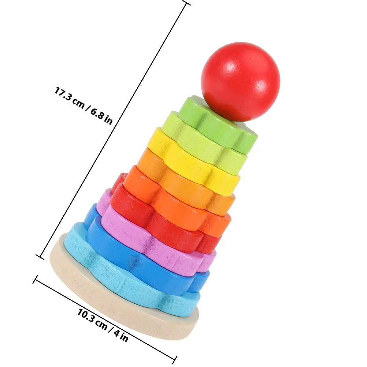 Juego de torre apilable de madera de arcoíris para niños, juego interactivo divertido, mejora la coordinación manual, juguete de madera creativo