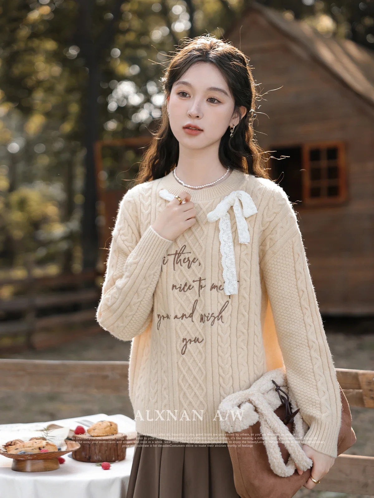 

ALXNAN Lazy Style Loose Letter Knitted Sweater Woman 2024 Autumn Winter Warm Soft Knitwear Comfort Knit Women Pullovers L330251