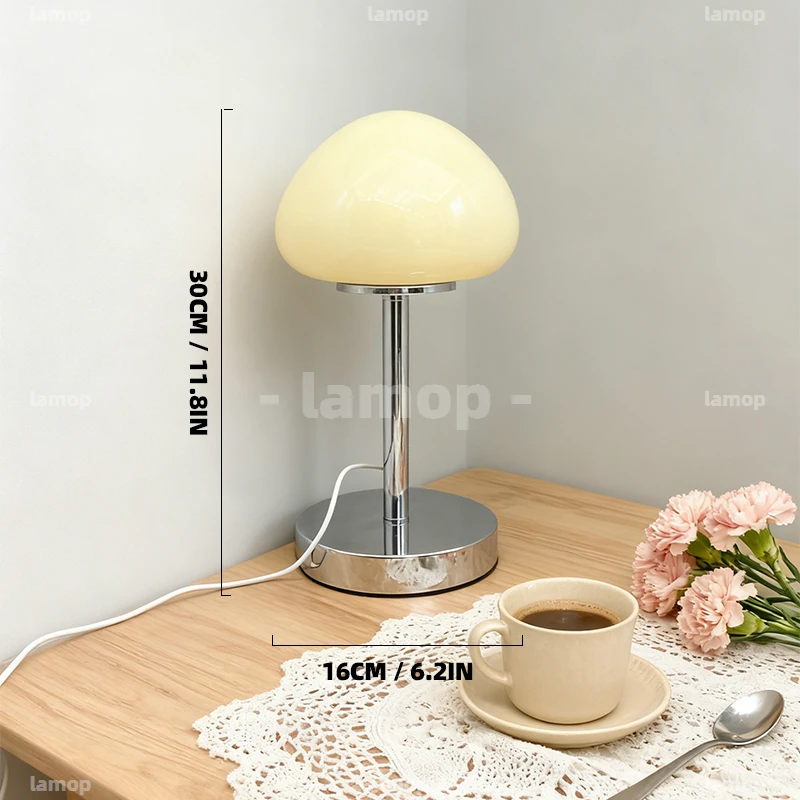 Umbrella‑Pouch Glass Table Lamp,Multi‑Gear Light Effect,Vintage College‑Style Lamp for Study Leisure Desktop