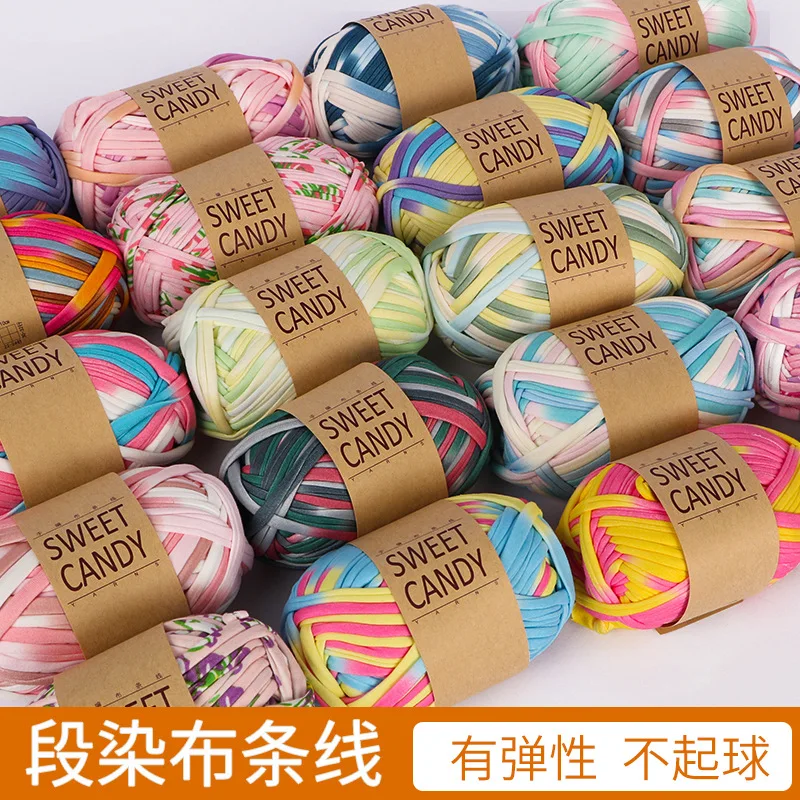 

1000g 10pcs Fabric Strip Thread Large Ball Color Hand Woven Slippers Bag Wool Thread Dyed High Elasticity Yarn Ball