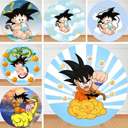 Dragon Ball Round Baby Goku Backdrop Boys Birthday For Party Decoration Baby Shower Photography Background Circle Studio Prop