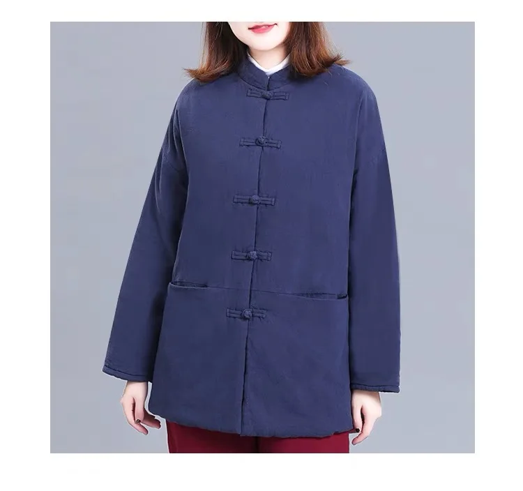 

Высококачественное осенне-зимнее хлопковое пальто, теплое свободное хлопковое льняное хлопковое пальто на пуговицах, верхняя одежда, женская одежда для поездок на работу