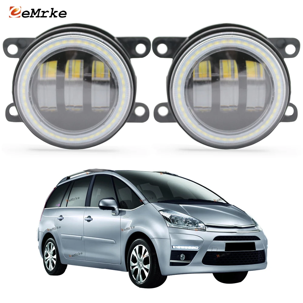 

2X Led Car Fog Lights Lamp w/ Lens for Citroen C4 Picasso /C4 Grand Picssao 2006~2013 Daytime Running Lights 12V Angel Eye DRL