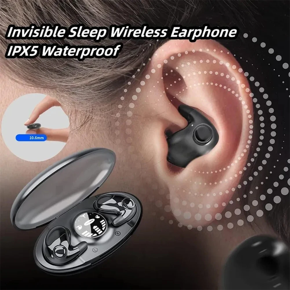 Invisible Sleep Wireless Earphone Bluetooth 5.3 Hidden Earbuds IPX5 Waterproof Noise Cancelling Touch Control Headphones