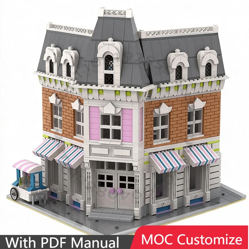 

2206 PCS Modular Building MB19 - Ice Cream Parlor MOC Customize Modular Building Block Creative Design DIY Toy Christmas Gift