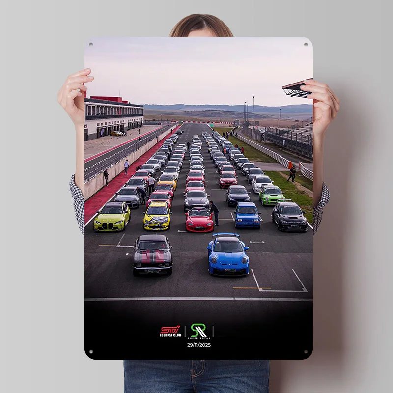 S Lined Up on Race Track Car Printed Poster Customized Retro Wall Art Vintage Metal Tin Signs for Home Bedroom Decorations Decor