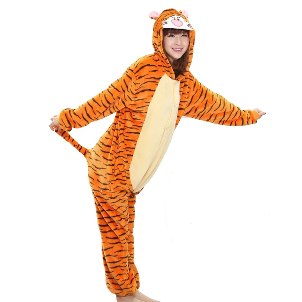 Laranja Tigre Imprimir Wildlife Imagem Macacão, esteticamente agradável, agradável Homewear inverno macio, resistente ao frio, adequado para adultos