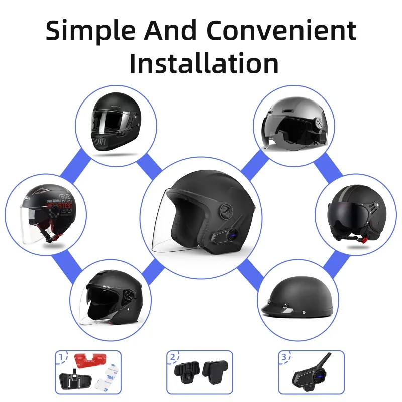 ملحقات خوذة الدراجة النارية مشاركة الموسيقى 6 راكب سماعة بلوتوث لاسلكية لاسلكية جهاز اتصال لاسلكي