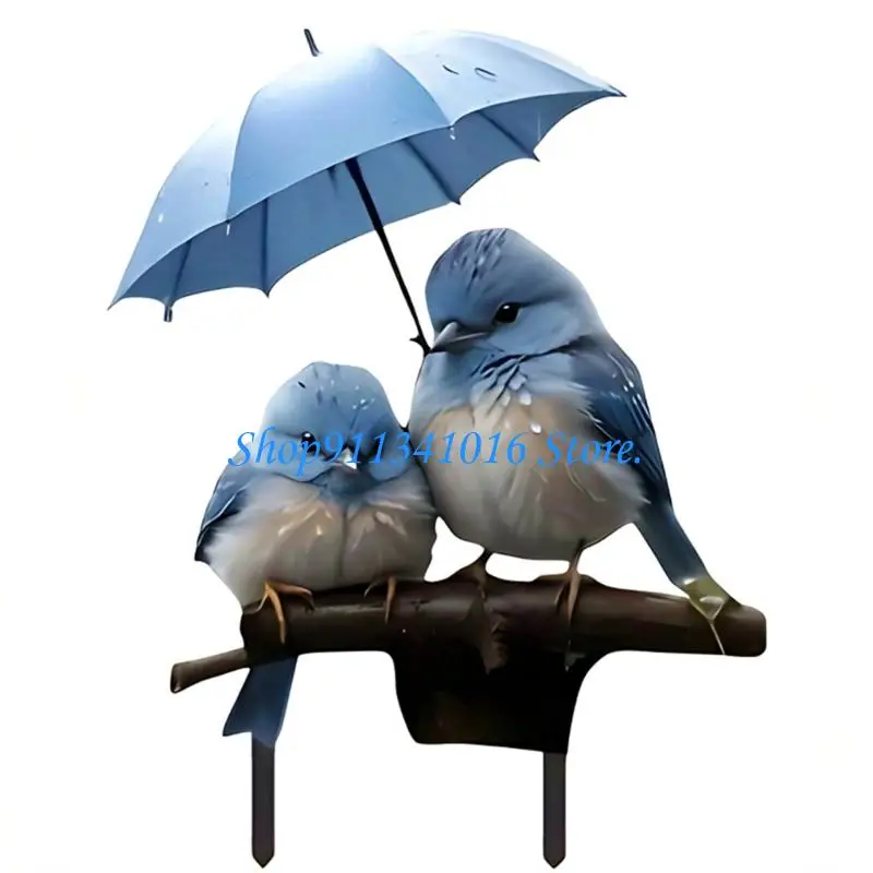 

4X7B Weather Resistant Blue Bird Umbrella Acrylic Garden Stake for Lovely Lawn Decors