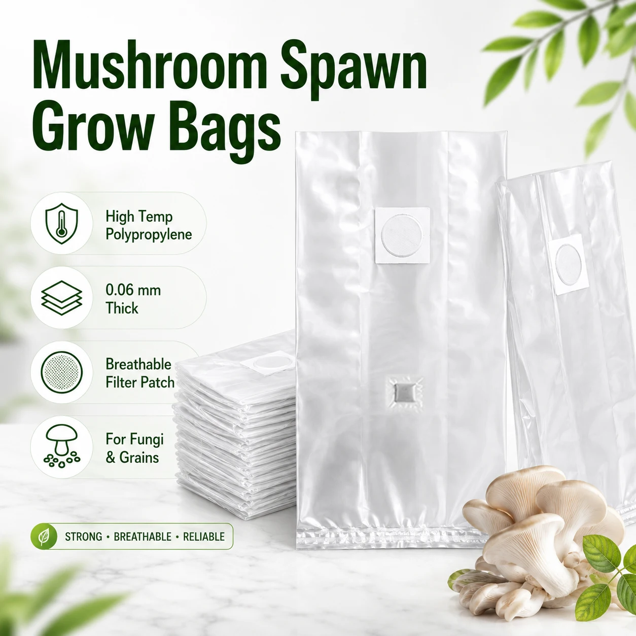 10/20Pcs High Temp Pre-Sealable Mushroom Spawn Bags, PP Autoclavable Substrate Grow Bags for Fungi & Grains Cultivation