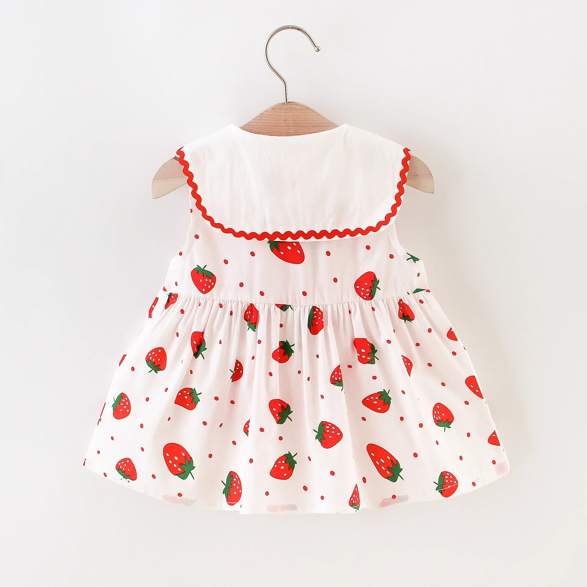 2/piece set of summer girls dress bag cartoon strawberry print tie lapel sleeveless princess dress for baby girls