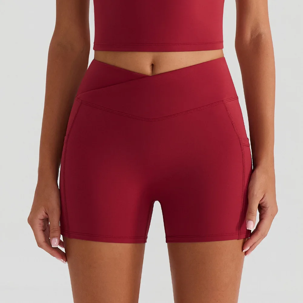 

Женская одежда Maxdutti, шорты для йоги, шорты для езды на велосипеде, с внешними карманами, быстросохнущие шорты для бега и фитнеса