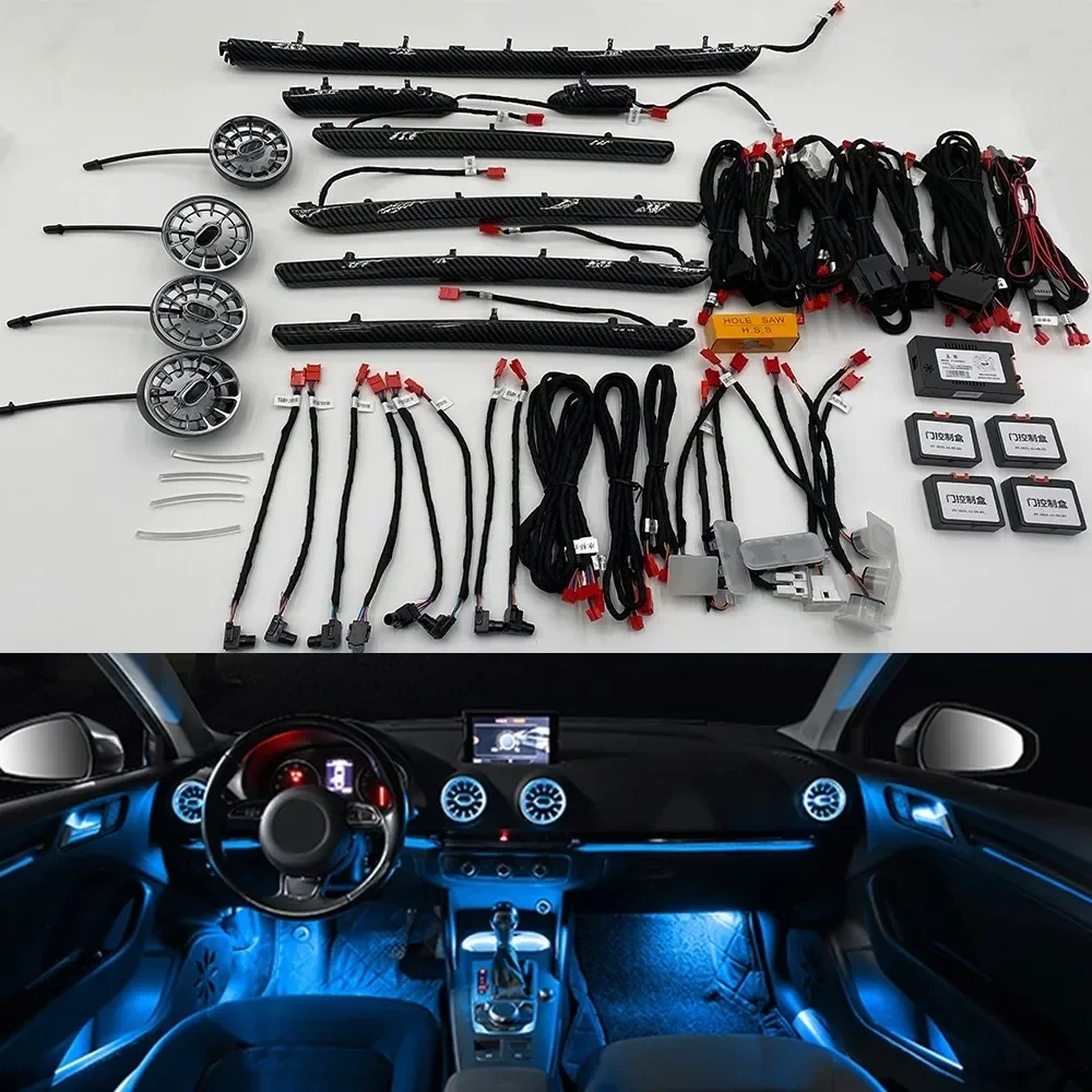 25 Lights A3 8V Colorful Ambient Light Kit For Audi A3 2014-2020 Car Interior Decor 30-Color Atmosphere Lamp Illuminated Strip