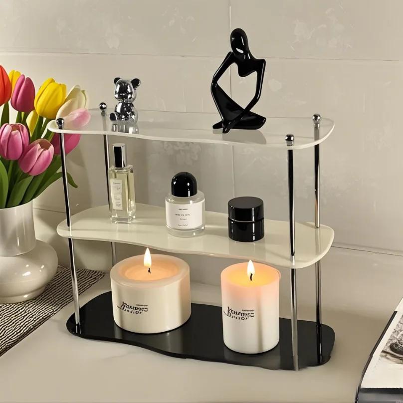 2-3layer Desktop Storage Rack Water Cup Storage High-value Cup Rack Detachable Acrylic Perfume Figure Display Stand Ins Style
