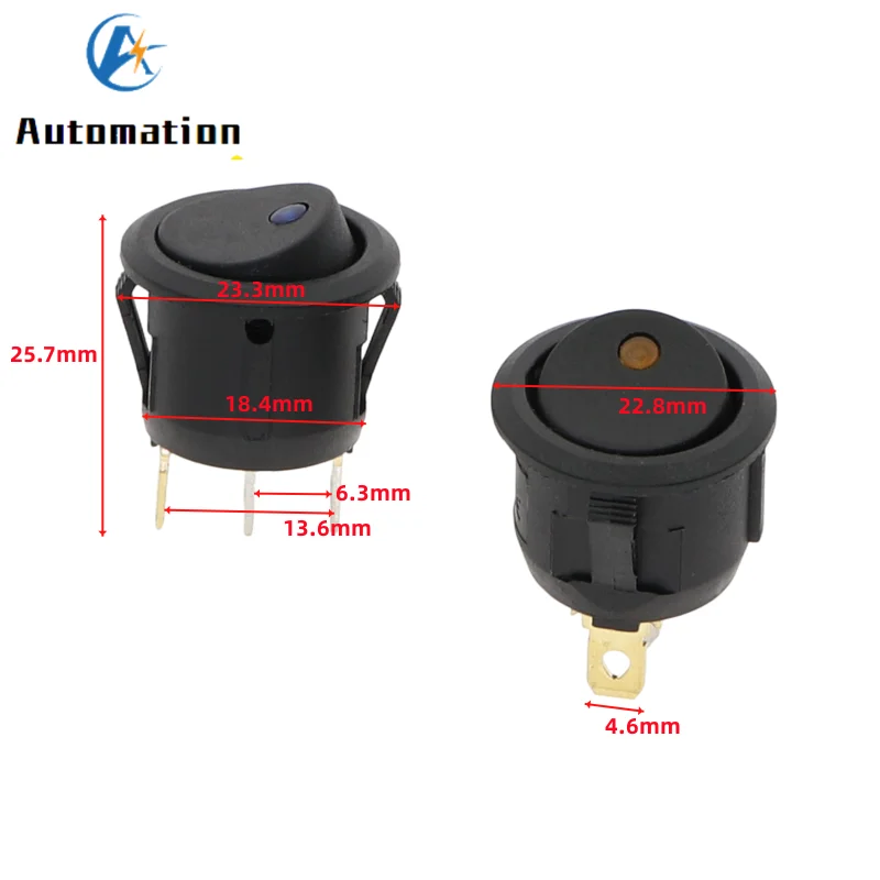 3Pins With Led Lights Switch 20A 12V /6A 220V Waterproof Cat Eye Switch Car Auto Round Rocker Switch SPST ON-OFF