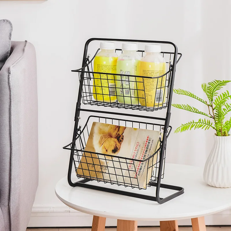 

Fruit Vegetable Storage Basket for Kitchen 2 Tier Metal Produce Holder Organizer for Onion Potato Veggie Bathroom Cabinet Rack