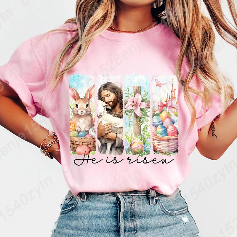 

He is Risen T-shirt, Retro Easter Day T-shirts, Christian Easter Shirts, Jesus Bible Verse Tees, Bunny Tshirt, Women T-shirts