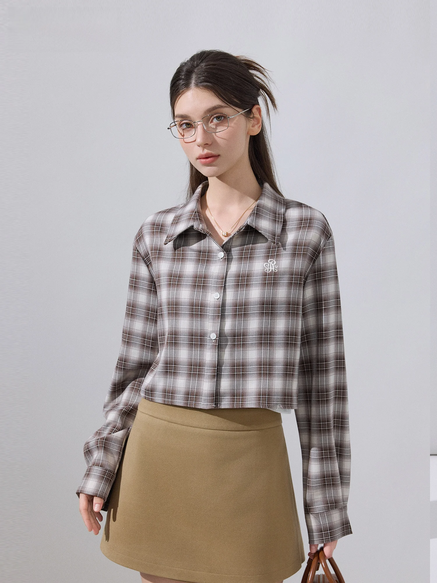 

Ikyou Retro Plaid Women's Long Sve irt Spring Autumn Loose Casual ort Design Polyester Rayon Spandex Blend Casual Sle