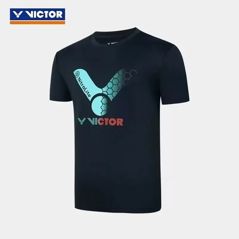 Victor Couple breathable short sleeve T-shirt shorts Quick dry breathable training Blue sports running top gym badminton suit