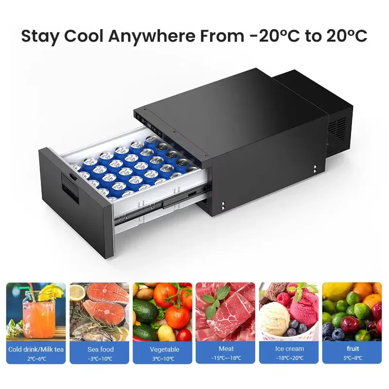 12V Portable Car Refrigerator Smart Compact Compressor Cooler Warmer ABS Material Auto Fridge for Travel Camping Heating