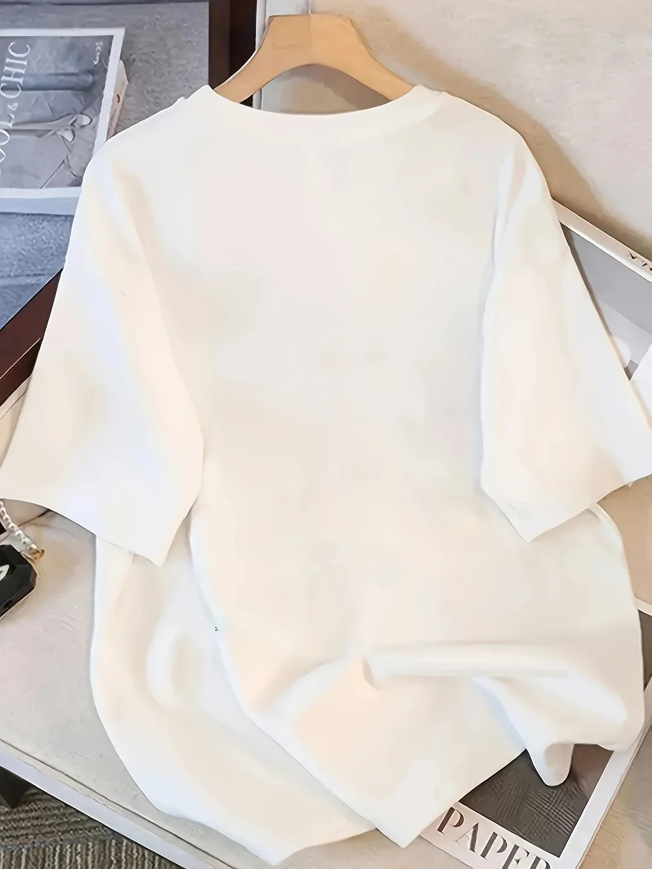 Plus - Size Women's White Short - Sleeve T - shirt, Adorable Teddy Bear “MINO” Print, Soft & Comfy Fabric