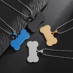 Hip-Hop Stainless Steel Military Brand Simple Dog Tag Bone Pendant Necklace Men and Women Fashion Gothic Simple Jewelry