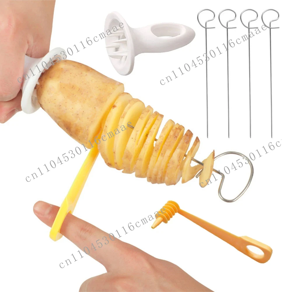 1 set of stainless steel plastic rotary potato slicer twisted potato spiral slicer kitchen gadgets
