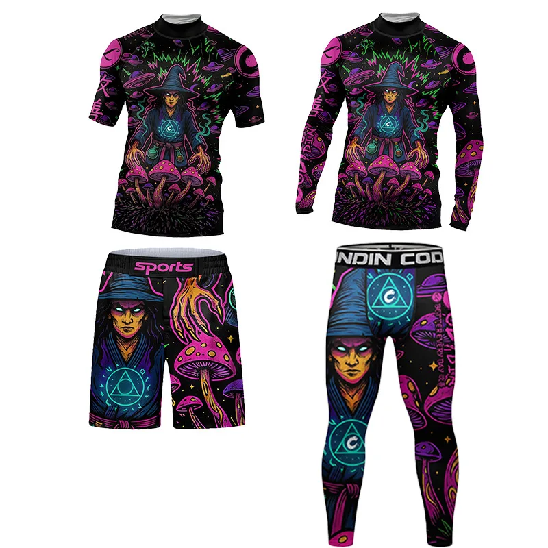 

Men's MMA BJJ Rashguard Boxing Basketball Jersey Muay Thai Workout Fitness Tracksuit Gym Clothing Training Running Sportswear