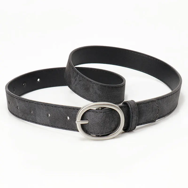 New Ladies Personality Imitation Denim Leather Belt Leisure Simple Jeans Decorative Pin Buckle Belt Female