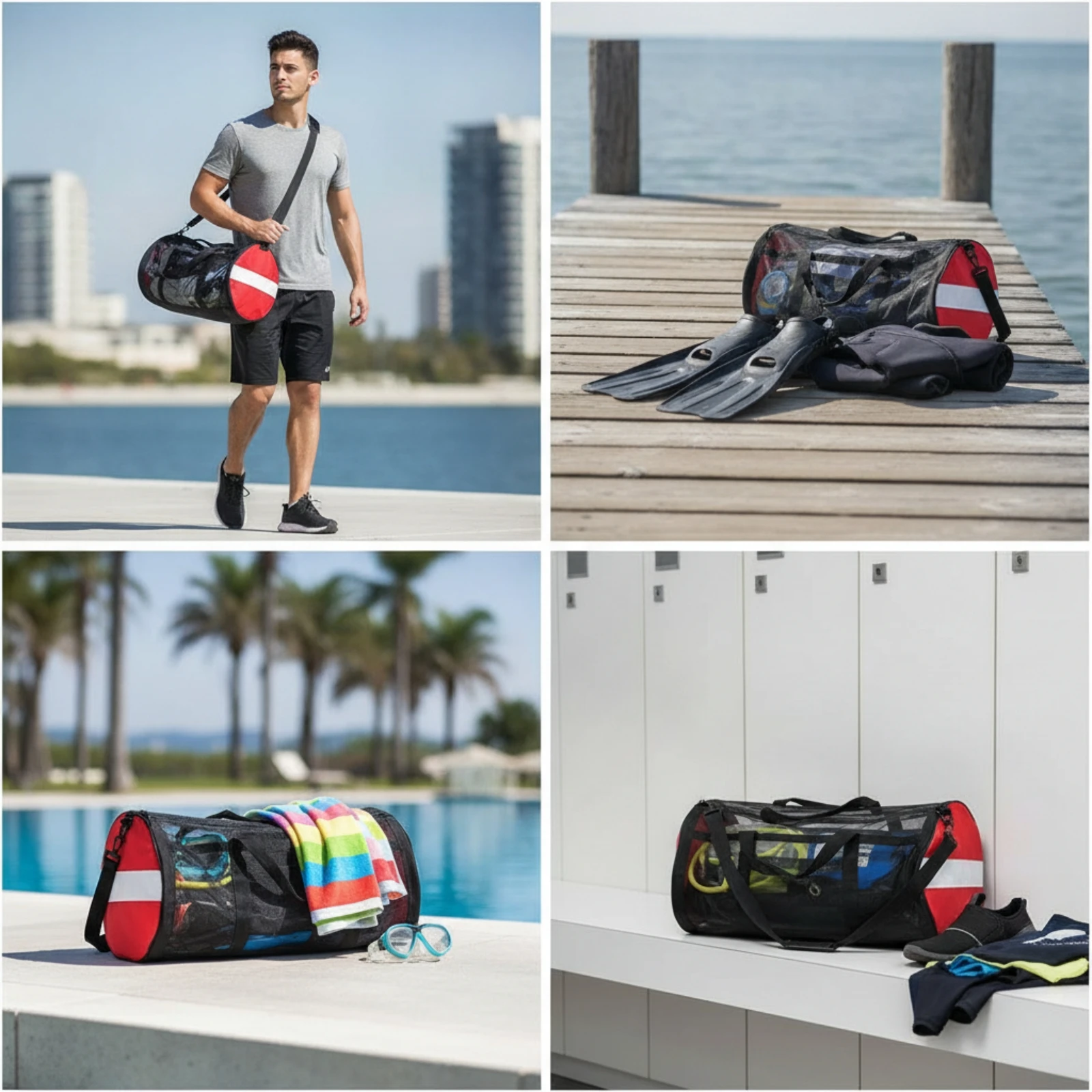 

Mesh Duffel Bag with Shoulder Strap Breathable Mesh Duffel Bag with Zipper Closure Lightweight Heavy Duty for Scuba Divers