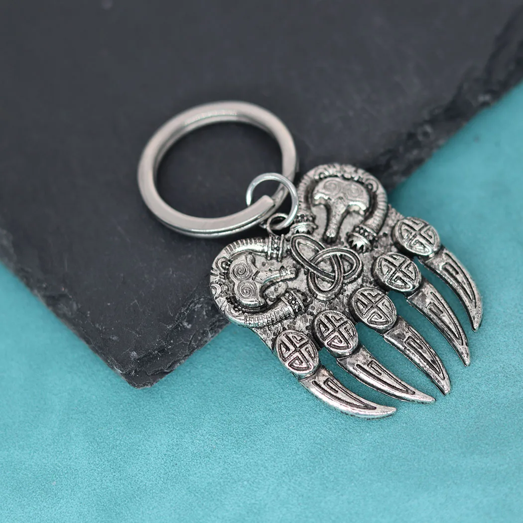 Viking Beer Paw Trinity Knoop Berserker Hanger Sleutelhanger Voor Mannen Vrouwen Slavische Heidense Norse Amulet Runen Sieraden Talisman Cadeau