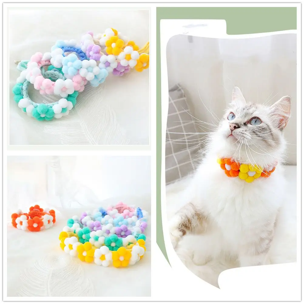 Neck Strap Plush Ball Hand-woven Necklace Cat Collar Flower Collar Pet Accessories