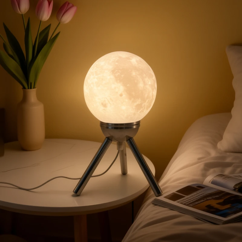 국경을 넘는 핫세일 삼각대 철제 아트 테이블 램프 원형 유리 갓 창의적인 침실 침대 옆 장식 조명