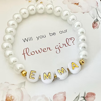 Custom Name 1Pcs Flower Girl Pearl Letters Bracelet Wedding Day Accessories Thank You Flower Girl Gift Wedding Souvenir Proposal