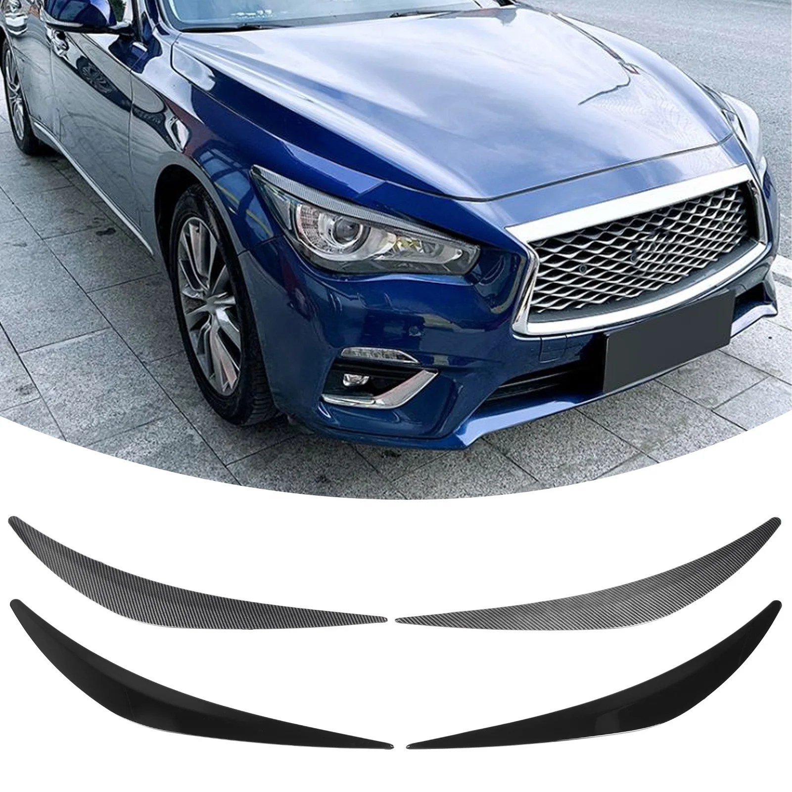 

Глянцевый черный автомобильный головной светильник, крышка для бровей и век для Infiniti Q50 2014-2023, крышка для фар, защитная легкая крышка