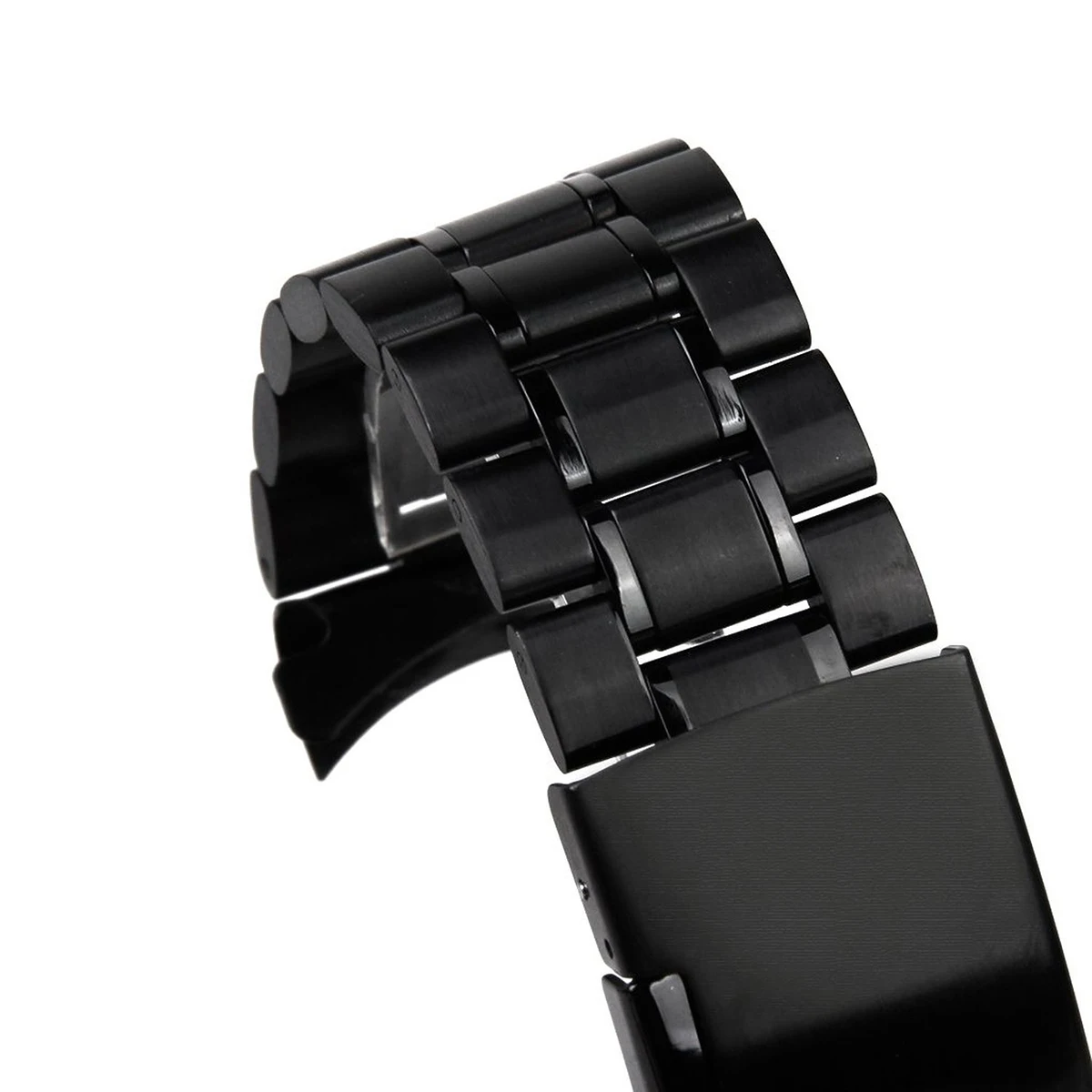 

24mm Stainless Steel Watch Band Curved End Foldover Clasp 180mm Length 3 5mm Thickness Straight Link Spring Bars