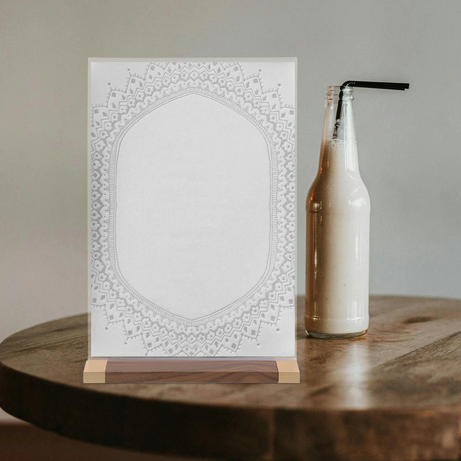 

Walnut Display Stand Card Holder Picture Poster Merchandise Sign Desktop Restaurant Paper