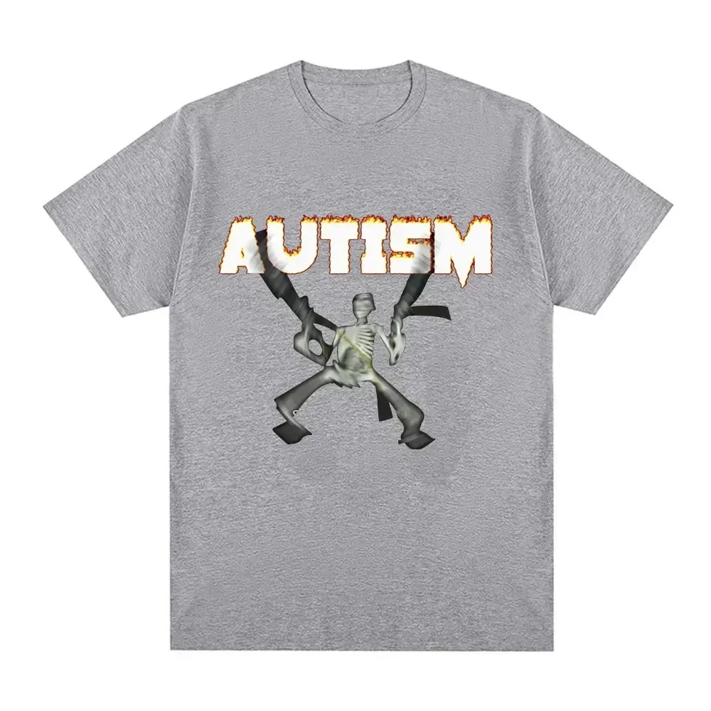 Autismo Scheletro Meme T Shirt Umorismo Divertente Teschio Uomo Donna Moda Hip Hop T-shirt Casual Cotone Manica corta T-shirt oversize