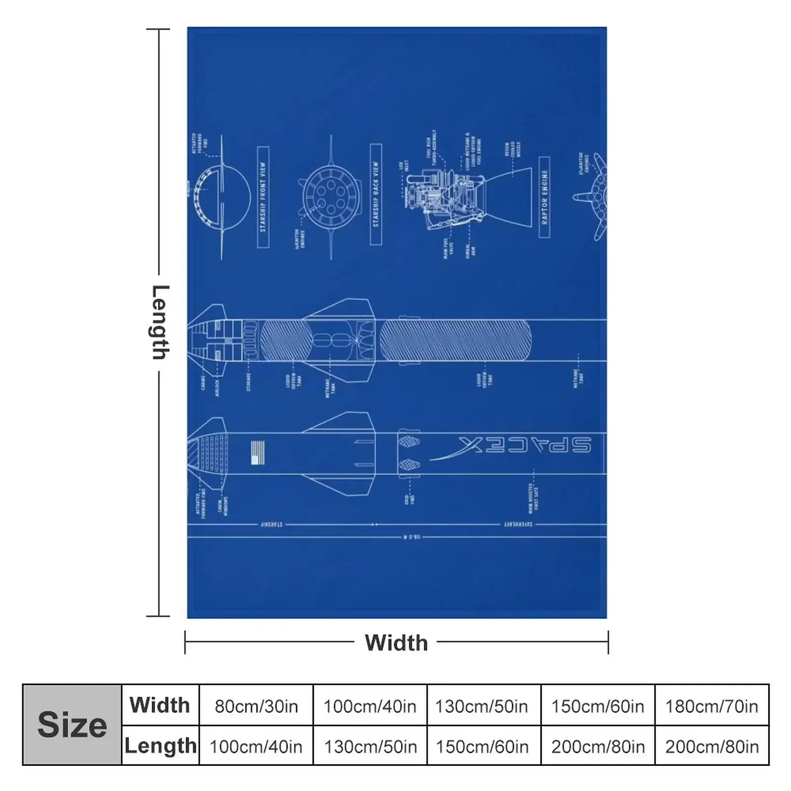 SpaceX: Starship & Super Heavy (White Stencil - No Background) Vertical Throw Blanket for sofa sofa bed Blankets