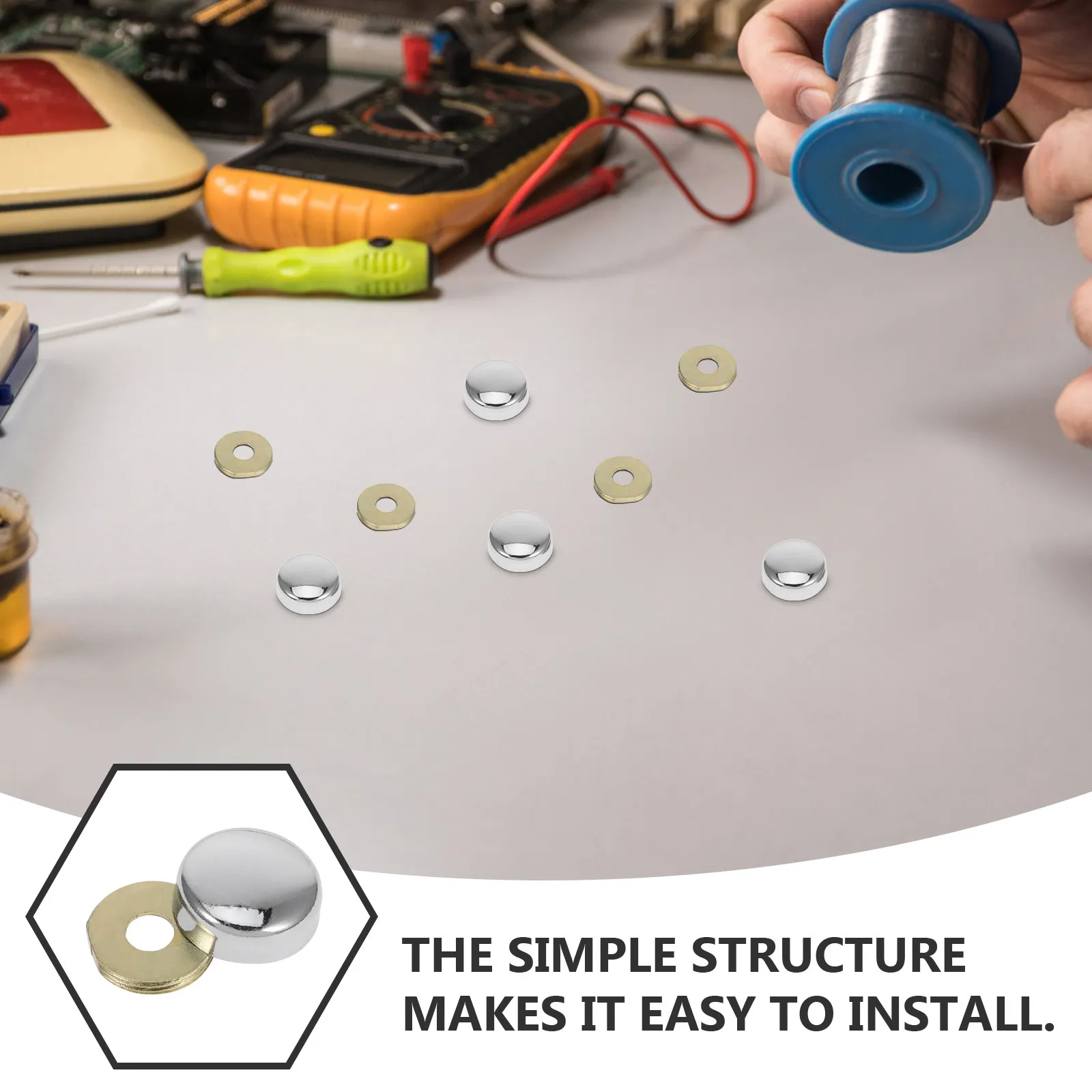1Set Furniture Screw Decorative Cover with Washer Threaded Screw Cap for Flat Round Head Rivets Easy Press Fit Clean Aesthetic