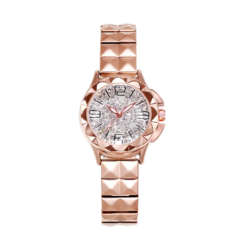 

Часы для пары со стальным ремнем, модные роскошные женские часы с цифровой поверхностью и бриллиантами, популярный подарочный стол