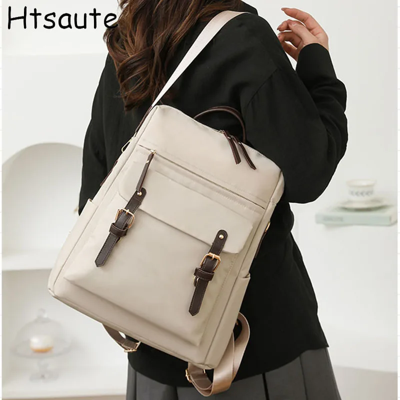 Waterproof Nylon Backpacks for Women Lightweight School Backpack Multi-Pocket Travel Daypack Elegant Leisure Backpack Top-handle