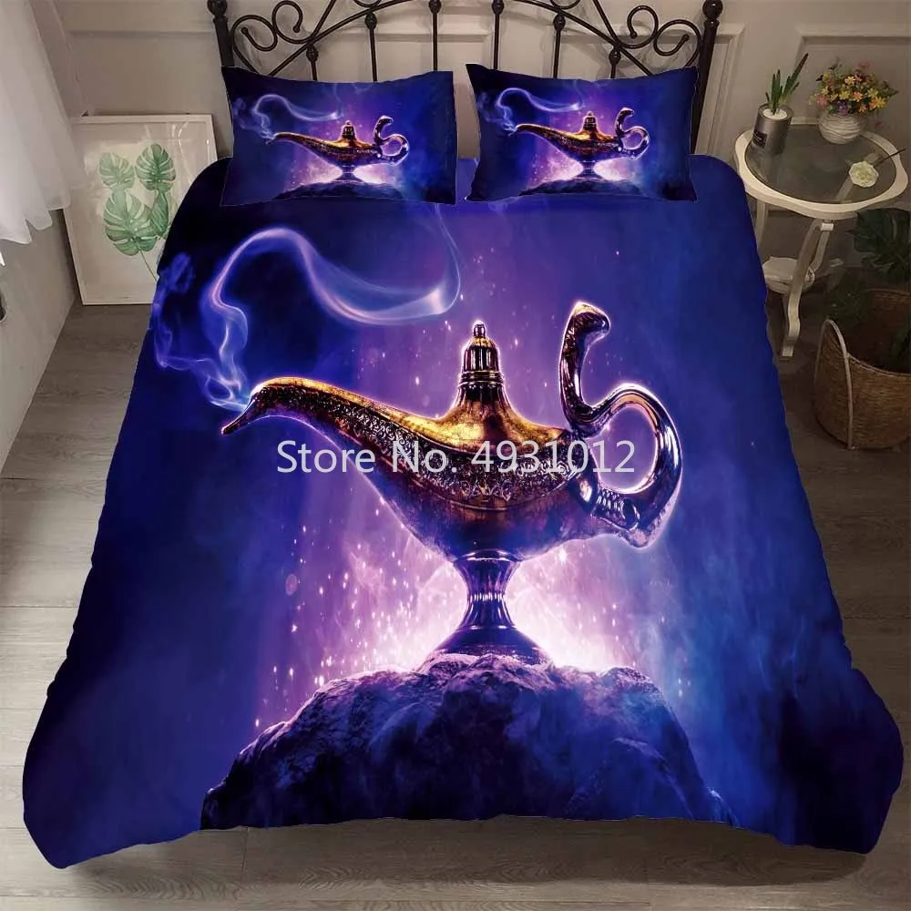 

Disney Bedding Set Aladdin Lamp Princess Jasmine Patterns Comfortable Duvet Quilt Cover Pillowcase Girl Bedroom Decoration