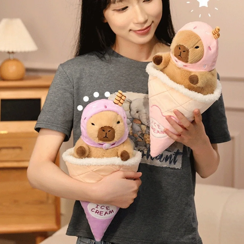 

Ice Cream Cone Capybara Plush Toy Detachable Cross Dressing Capybara Plush Doll Soft Cute Capybara Stuffed Doll