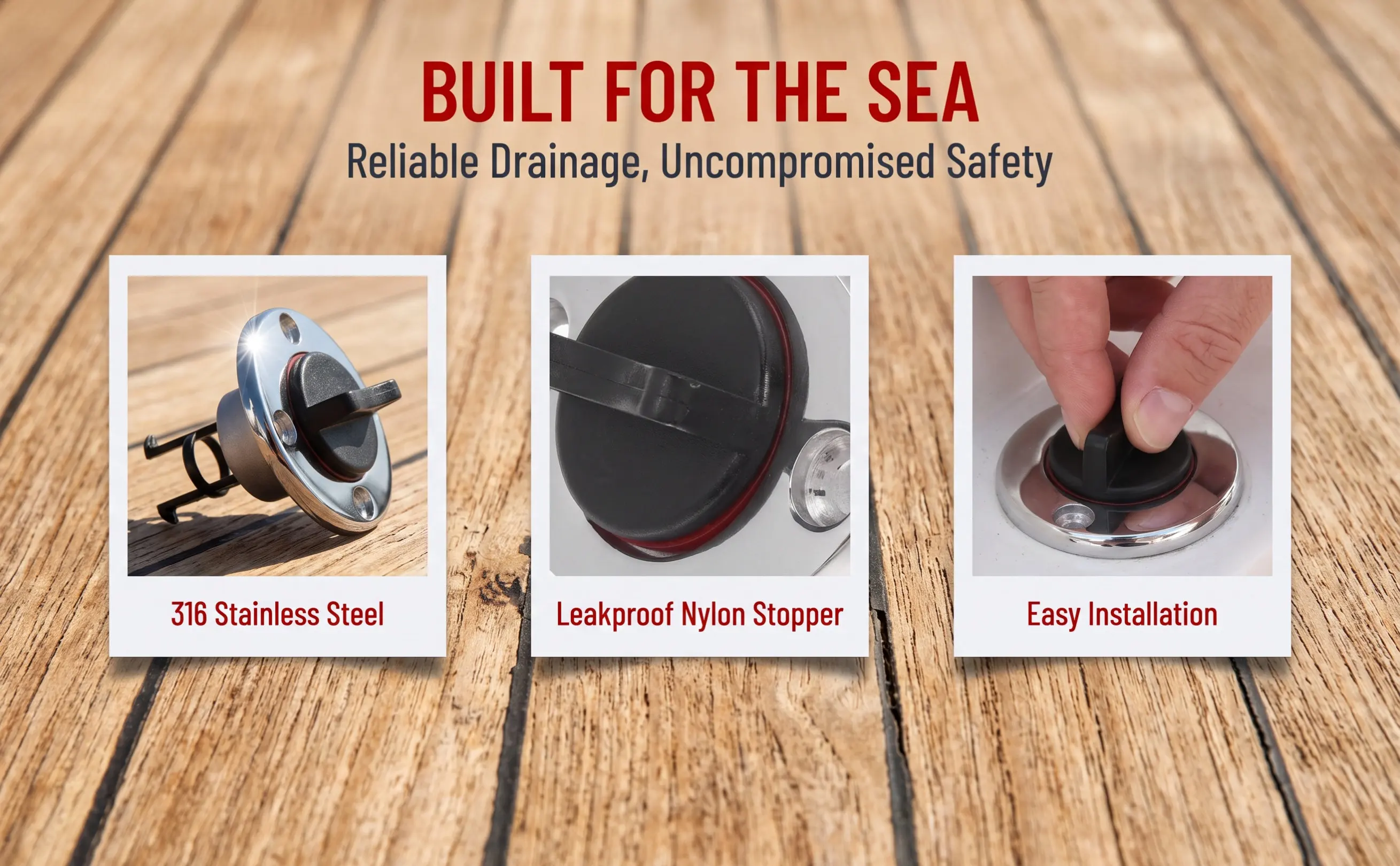1Sets Stainless Steel Marine Transom Drain Plug Secure Garboard Plug Leakproof for Boat Yacht Kayak Ship Accessories